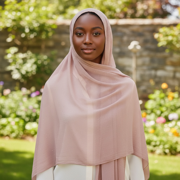 Maryam's Essential Plain Chiffon Hijab with Silver Dot Hijab