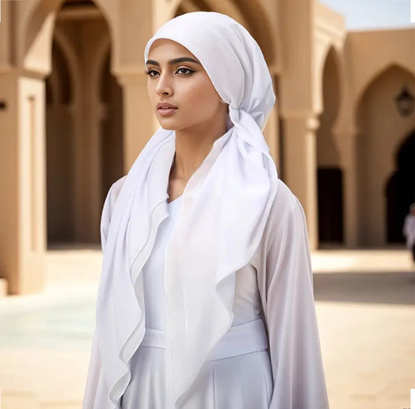 Maryam’s Essential Mature Elegant Vintage Plain Pre-Tied Elastic Band Hijab