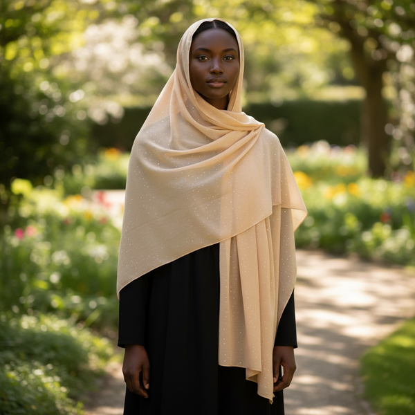 Maryam's Essential Premium Plain Chiffon Hijab with Silver Dot Hijab