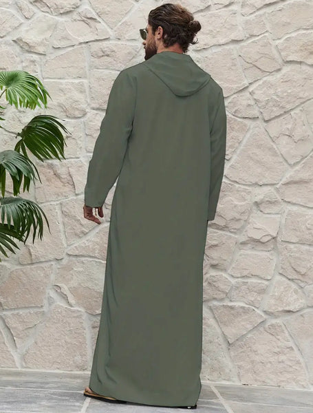 Maryam’s Diamond Style Men’s Plain Ethnic Emirati Vintage Hood Kaftan