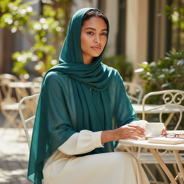 Maryam's Essential Premium Plain Chiffon Hijab with Silver Dot Hijab