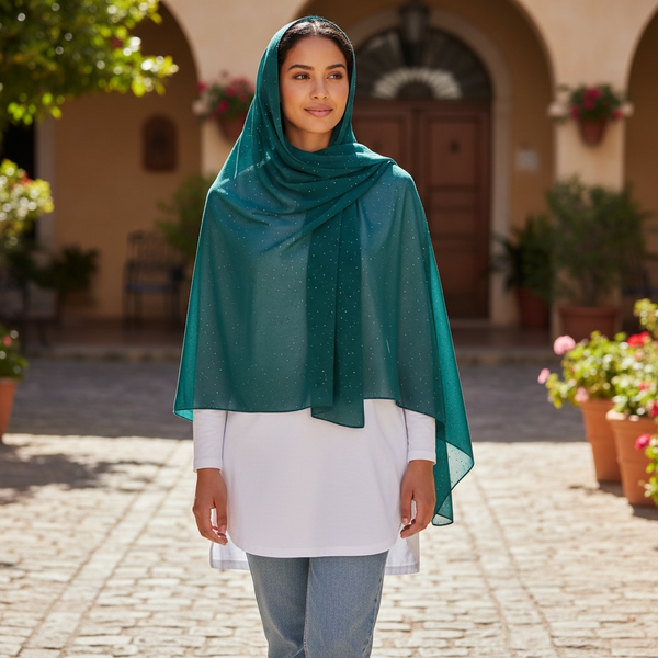 Maryam's Essential Premium Plain Chiffon Hijab with Silver Dot Hijab