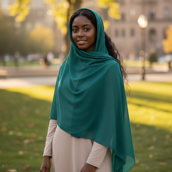 Maryam's Essential Premium Plain Chiffon Hijab with Silver Dot Hijab
