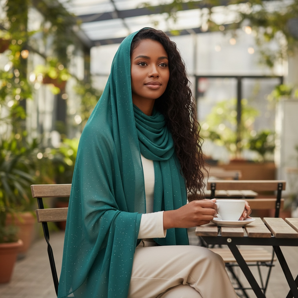 Maryam's Essential Premium Plain Chiffon Hijab with Silver Dot Hijab