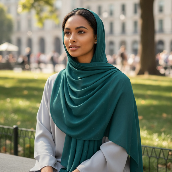 Maryam's Essential Premium Plain Chiffon Hijab with Silver Dot Hijab