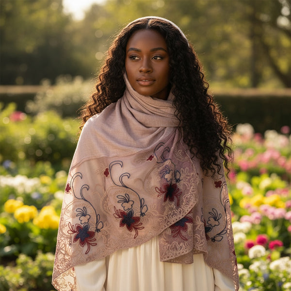 Maryam's Essential Premium Plain Cotton Lace Edge Hijab