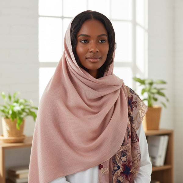 Maryam's Essential Premium Plain Cotton Lace Edge Hijab