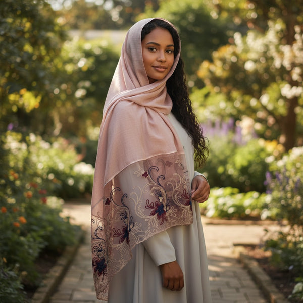 Maryam's Essential Premium Plain Cotton Lace Edge Hijab