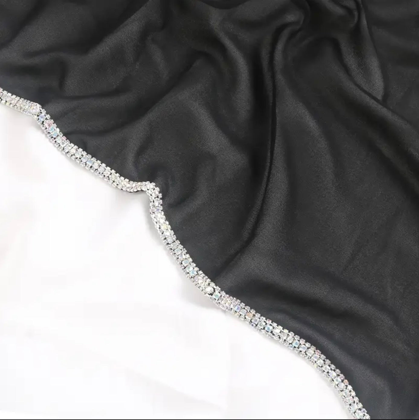 Maryam’s Essential Luxury Faux Diamond Edge Pure Colour Chiffon Hijab
