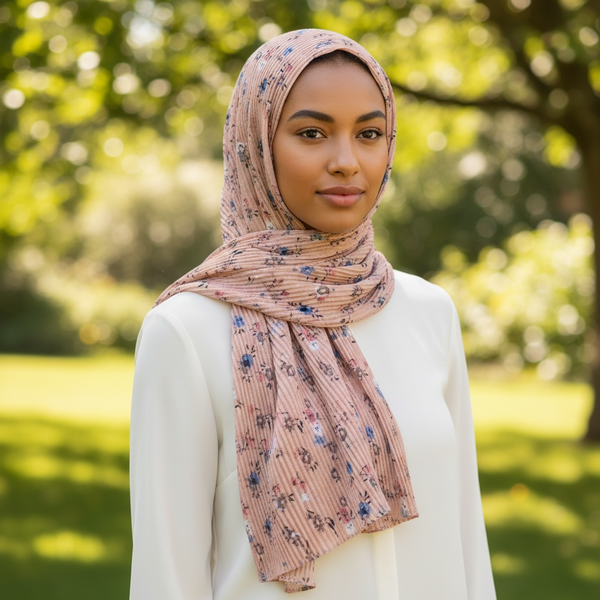 Maryam’s Essential Premium Printed Pleated Chiffon Hijab