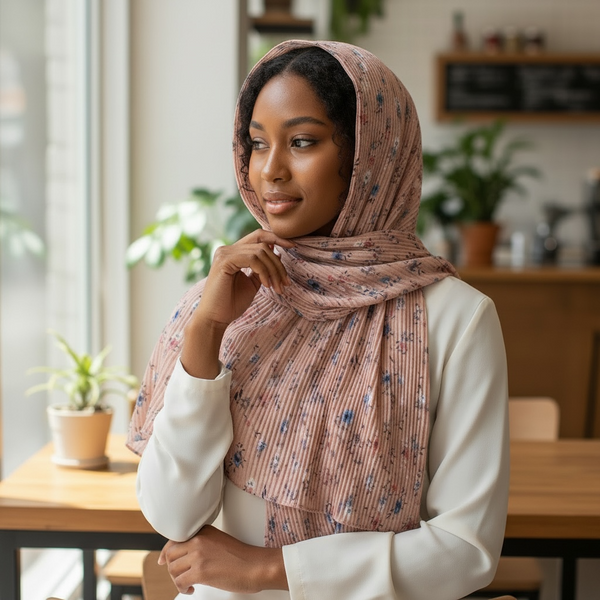 Maryam’s Essential Premium Printed Pleated Chiffon Hijab