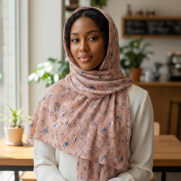 Maryam’s Essential Premium Printed Pleated Chiffon Hijab