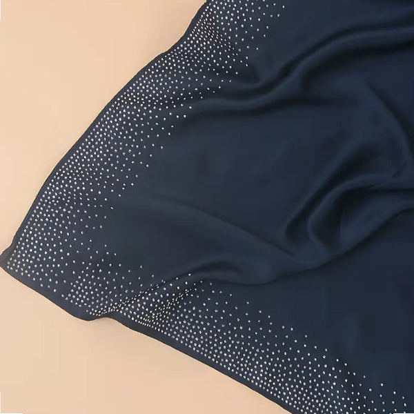 Maryam's Essential Diamanté Square Everyday Pure Solid Colour Satin Hijab