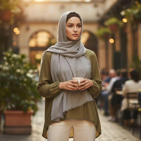 Maryam's Essential Premium Stone Cotton Fringed Hijab