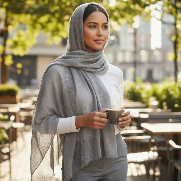 Maryam's Essential Premium Stone Cotton Fringed Hijab