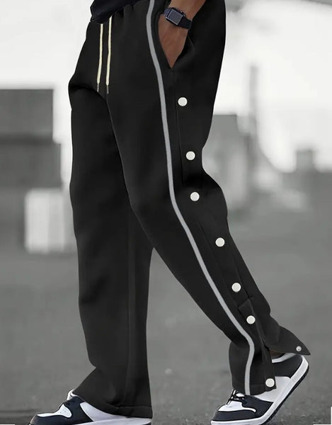 Maryam’s Essential Casual Sporty Straight Leg Drawstring Pants with Snap Buttons