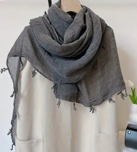 Maryam’s Essential Elegant Acrylic With Floral Trim Scarves