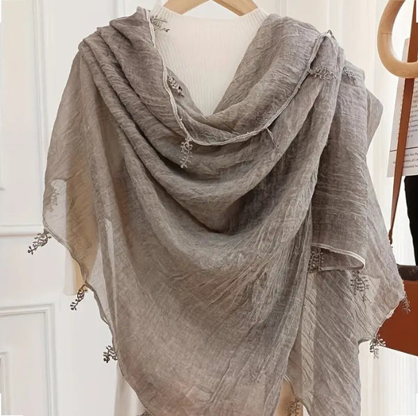 Maryam’s Essential Elegant Acrylic With Floral Trim Scarves