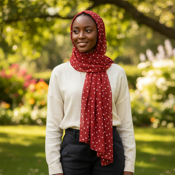 Maryam's Essential Premium Polka Dot Bubble Chiffon Hijab