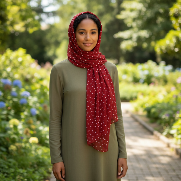 Maryam's Essential Premium Polka Dot Bubble Chiffon Hijab