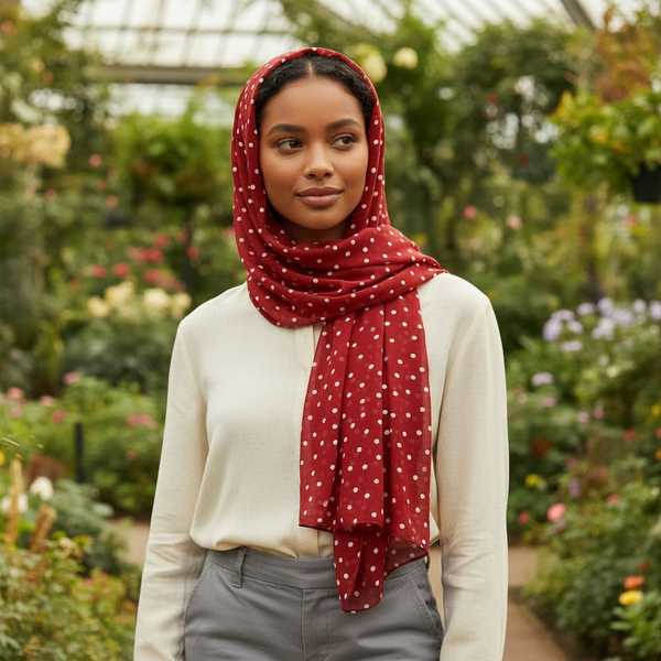 Maryam's Essential Premium Polka Dot Bubble Chiffon Hijab