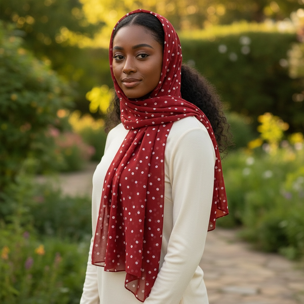 Maryam's Essential Premium Polka Dot Bubble Chiffon Hijab