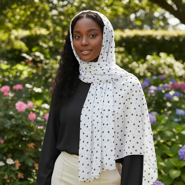 Maryam's Essential Premium Polka Dot Bubble Chiffon Hijab