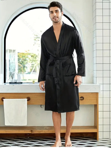 Maryam’s Essential Men Luxury V-Neck Long Sleeve Bathrobe