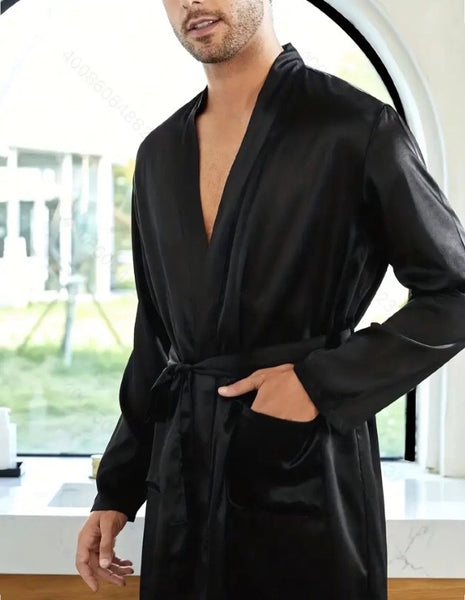 Maryam’s Essential Men Luxury V-Neck Long Sleeve Bathrobe