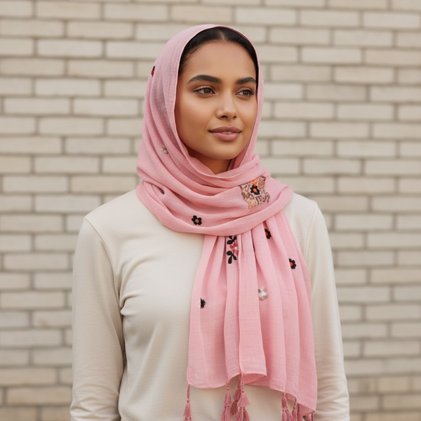 Maryam's Essential Premium Gradual Colour Tassels Soft Cotton Hijab