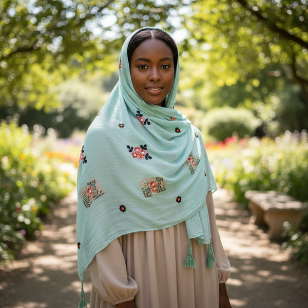 Maryam's Essential Premium Gradual Colour Tassels Soft Cotton Hijab