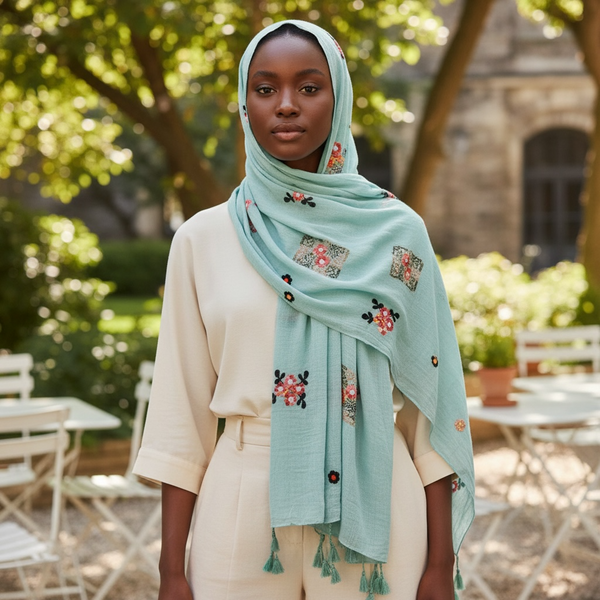 Maryam's Essential Premium Gradual Colour Tassels Soft Cotton Hijab