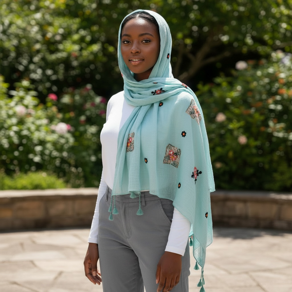 Maryam's Essential Premium Gradual Colour Tassels Soft Cotton Hijab