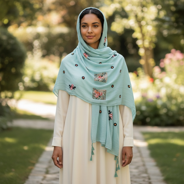 Maryam's Essential Premium Gradual Colour Tassels Soft Cotton Hijab