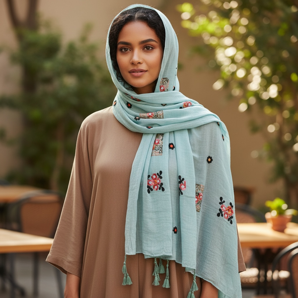 Maryam's Essential Premium Gradual Colour Tassels Soft Cotton Hijab