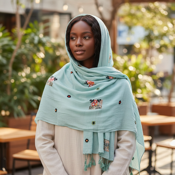 Maryam's Essential Premium Gradual Colour Tassels Soft Cotton Hijab
