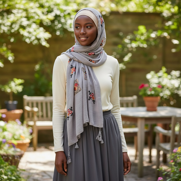 Maryam's Essential Premium Gradual Colour Tassels Soft Cotton Hijab