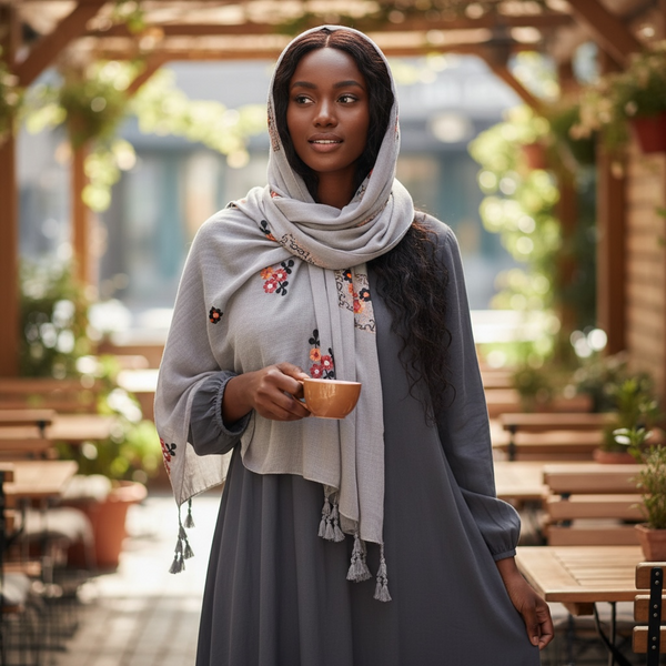 Maryam's Essential Premium Gradual Colour Tassels Soft Cotton Hijab