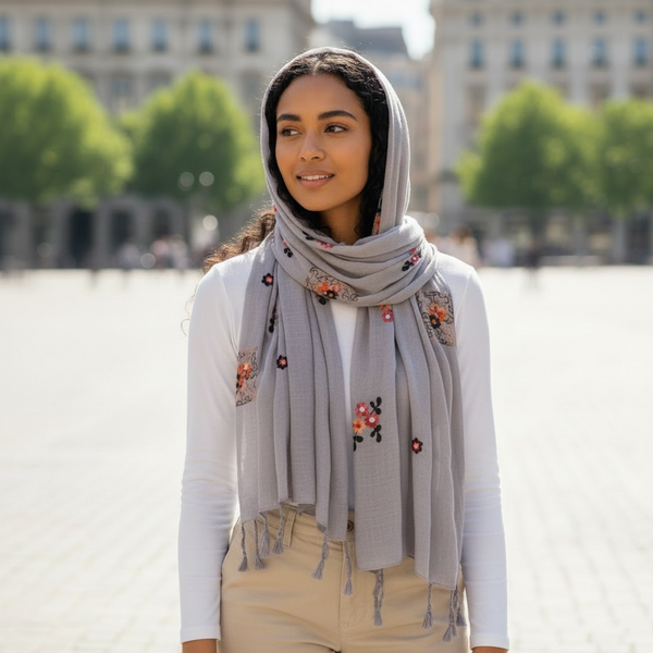 Maryam's Essential Premium Gradual Colour Tassels Soft Cotton Hijab