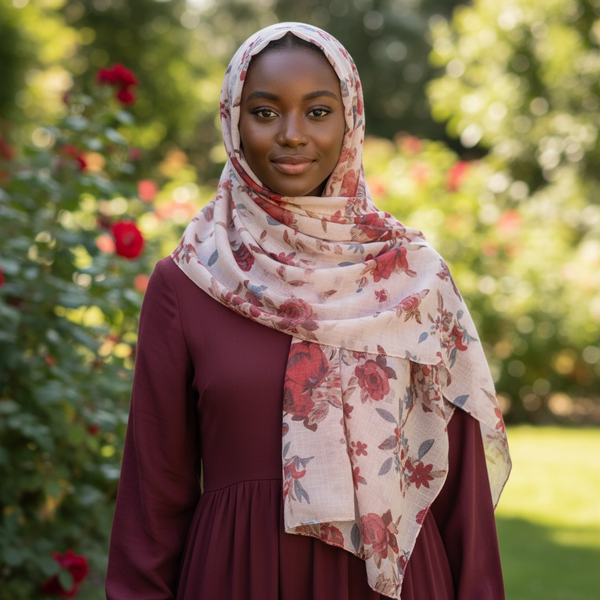 Maryam's Essential Luxury Floral Print Viscose Soft Hijab/Shawl