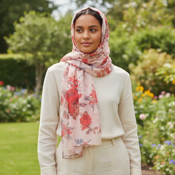 Maryam's Essential Luxury Floral Print Viscose Soft Hijab/Shawl
