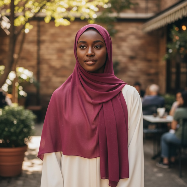 Maryam's Essential Premium Plain Chiffon Hijab with Silver Dot Hijab