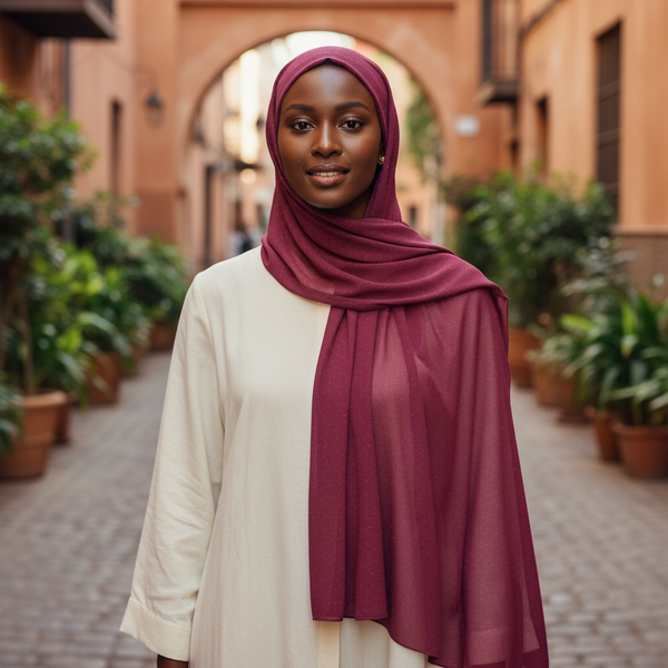 Maryam's Essential Premium Plain Chiffon Hijab with Silver Dot Hijab