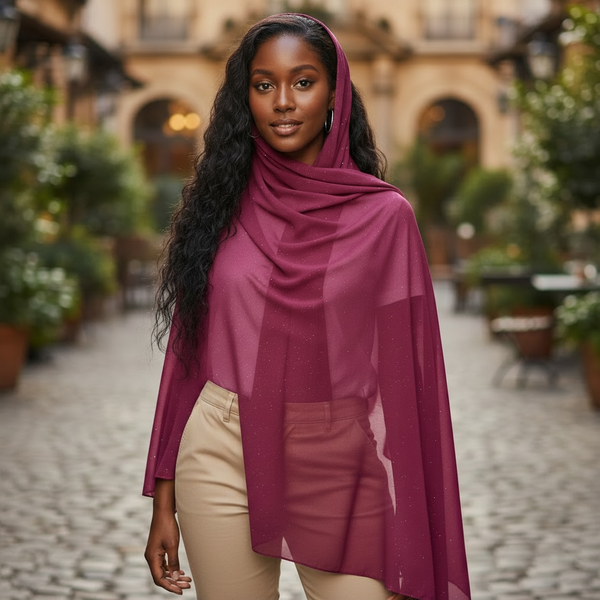 Maryam's Essential Premium Plain Chiffon Hijab with Silver Dot Hijab