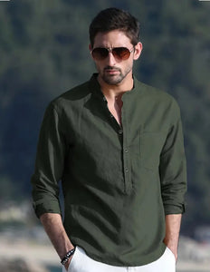Maryam’s Essential Breathable Button Long Sleeves Cotton Linen Top Tank