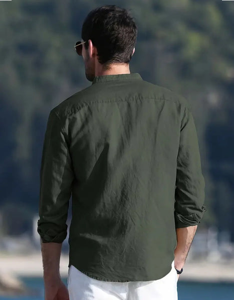 Maryam’s Essential Breathable Button Long Sleeves Cotton Linen Top Tank