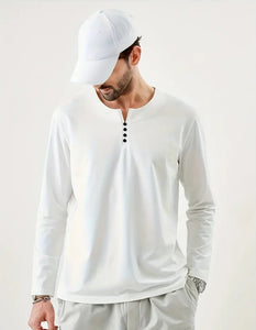 Maryam’s Essential Luxury Casual Breathable Button Round Neck Long Sleeves Shirt