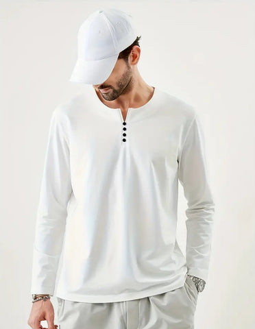 Maryam’s Essential Luxury Casual Breathable Button Round Neck Long Sleeves Shirt