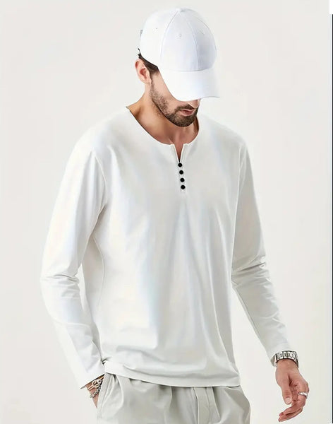 Maryam’s Essential Luxury Casual Breathable Button Round Neck Long Sleeves Shirt