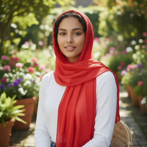 Maryam's Essential Premium Plain Chiffon Hijab with Silver Dot Hijab
